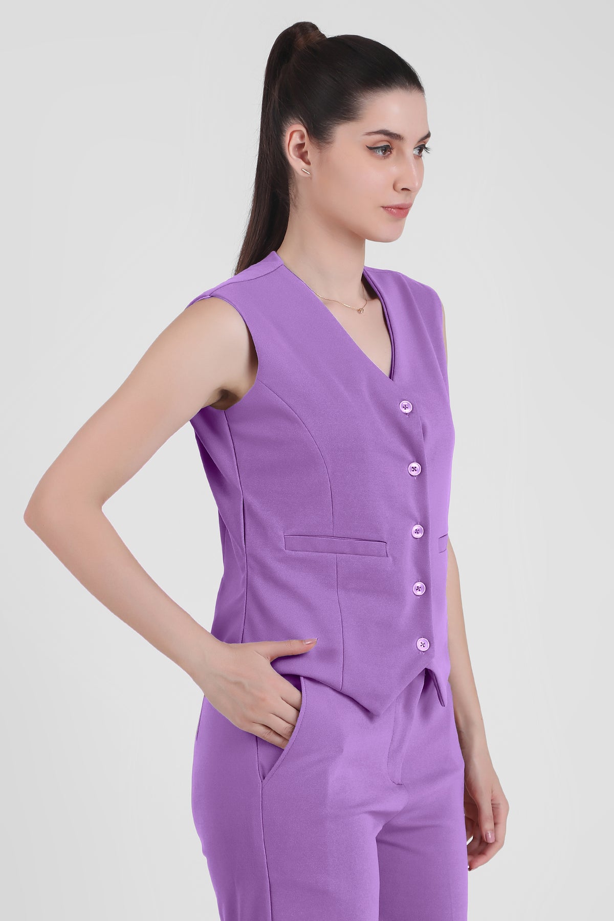 Waistcoat And Trousers Co-ord Set - Lilac