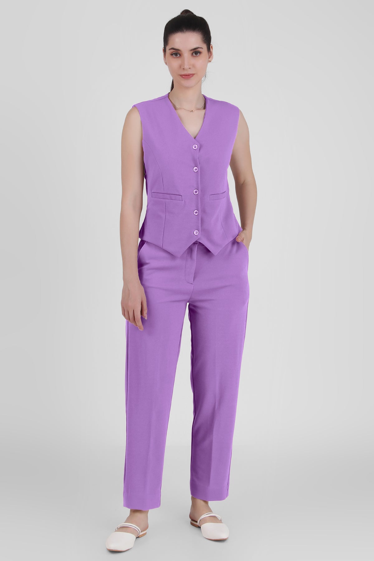 Waistcoat And Trousers Co-ord Set - Lilac