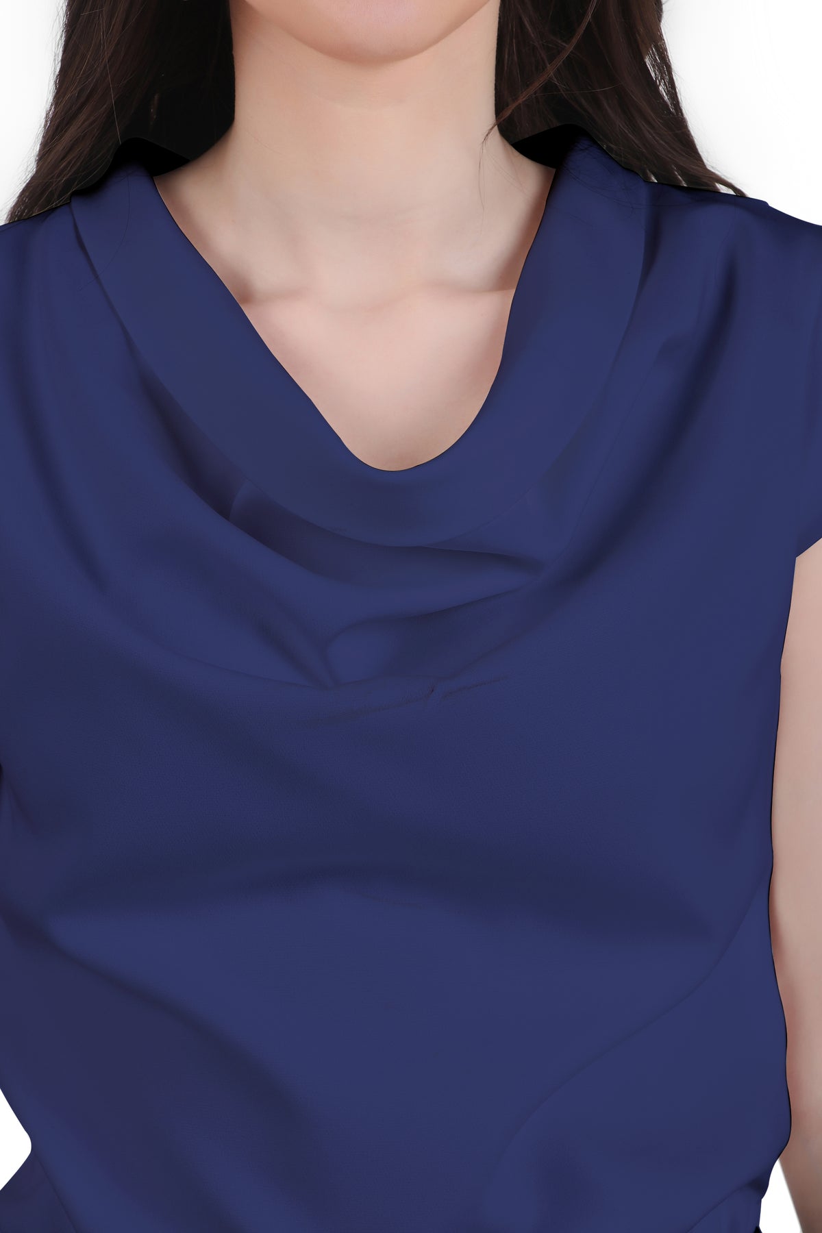 Timeless Draped Neck Top, Midnight Blue