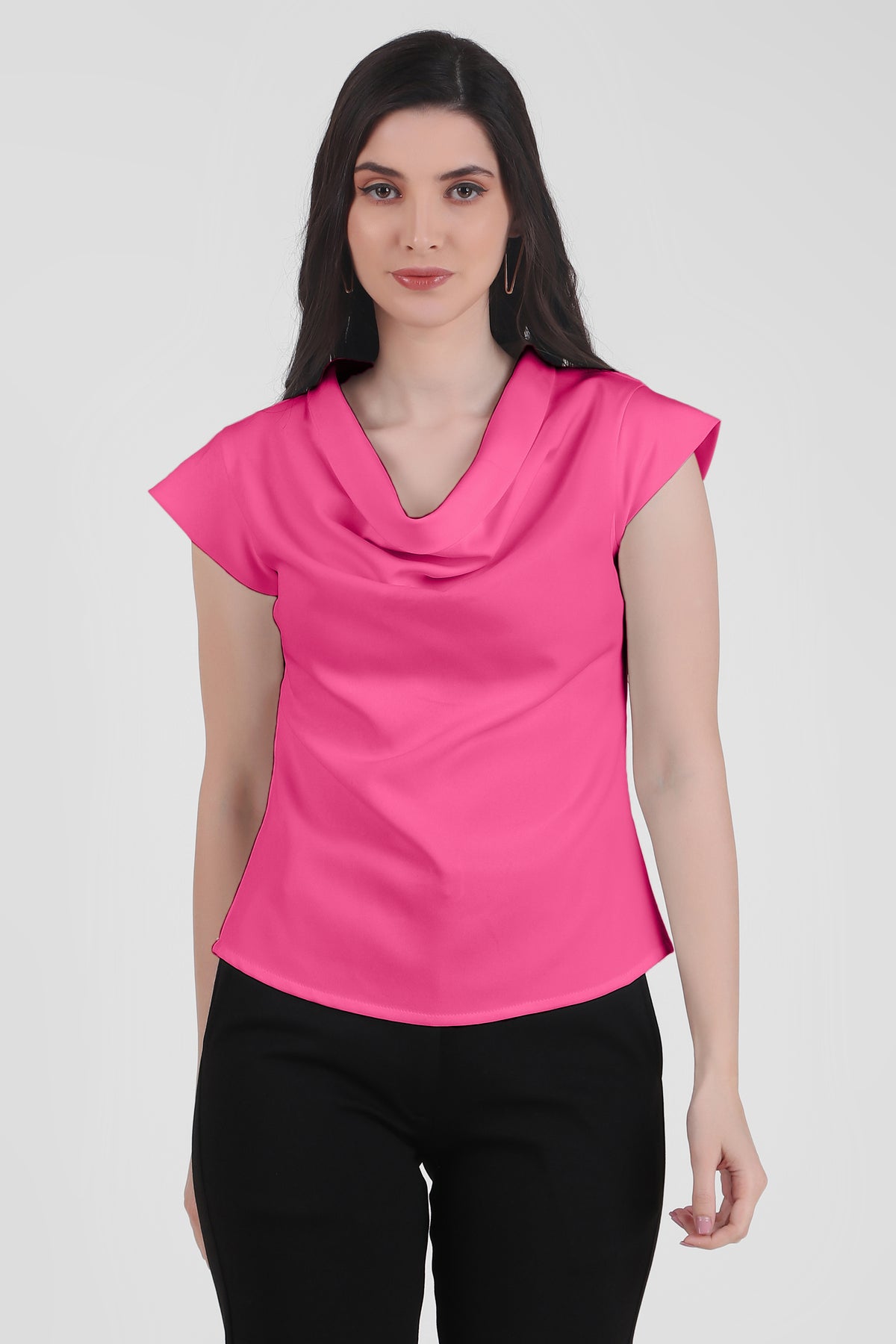 Timeless Draped Neck Top, Pink