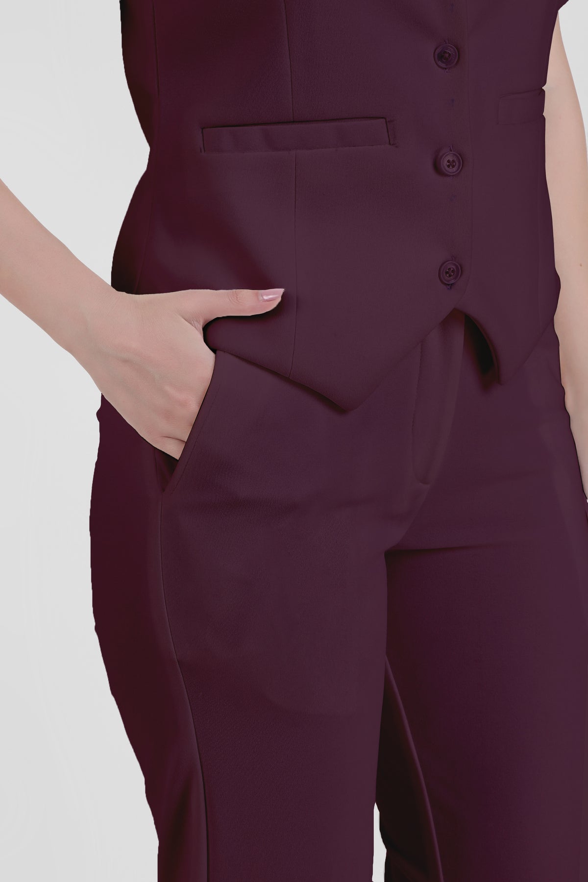 Waistcoat And Trousers Co-ord Set - Plum