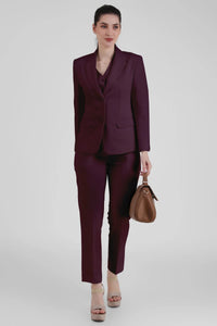 Power 3-Piece Suit Set – Plum (Blazer, Waistcoat & Trousers)