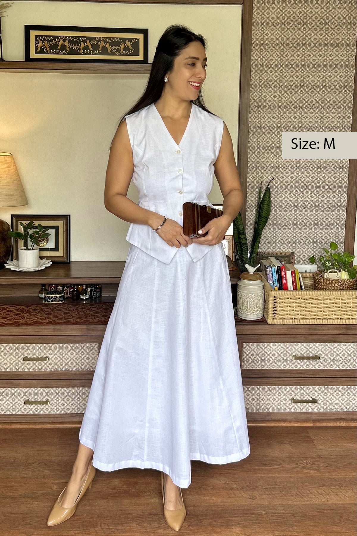The Classic White Waistcoat & Skirt Set