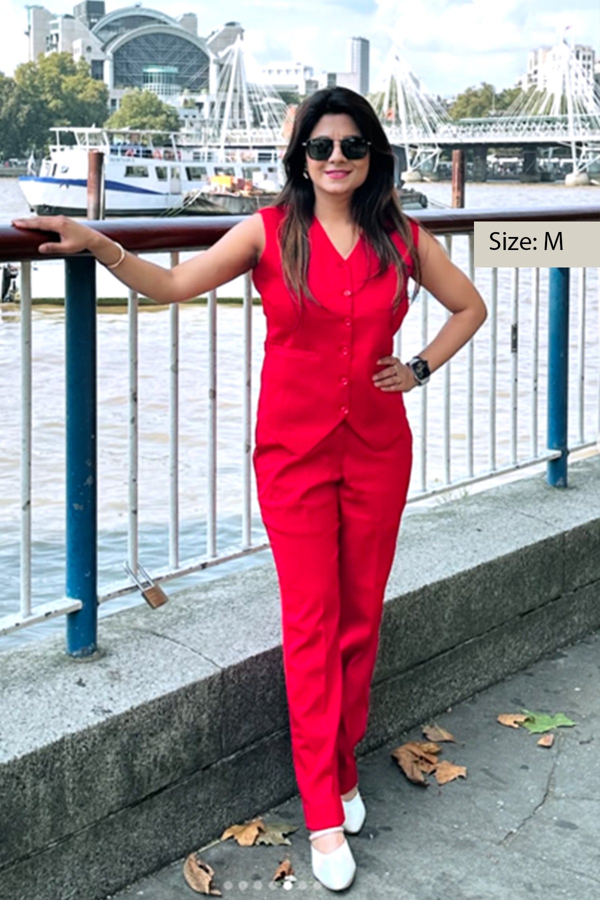 Waistcoat And Trousers Co-ord Set - Red
