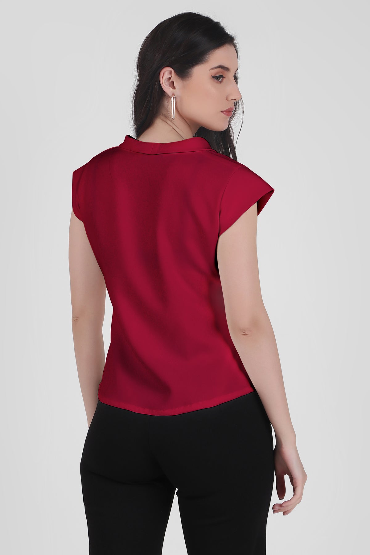 Timeless Draped Neck Top, Red