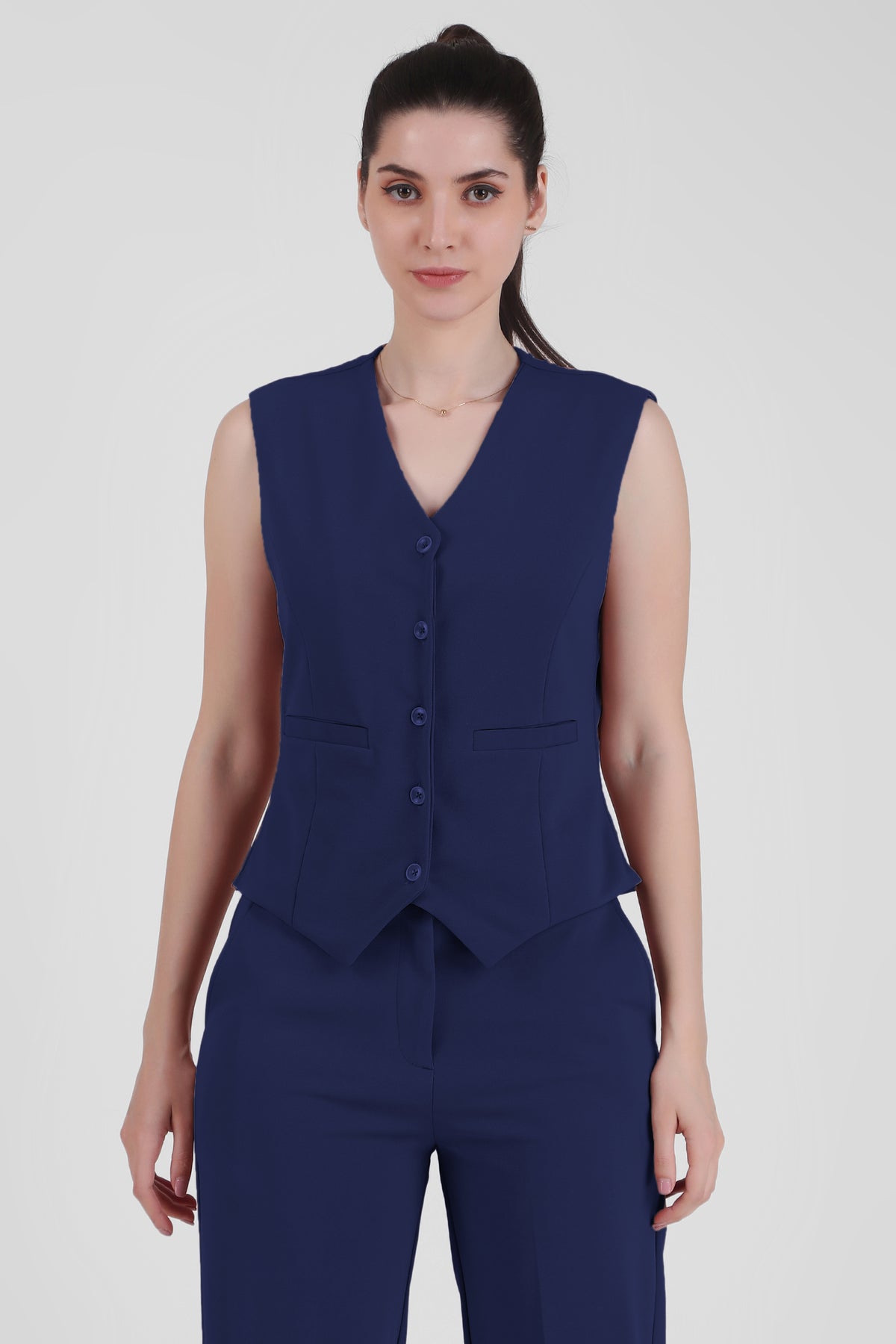 Waistcoat And Trousers Co-ord Set - Midnight Blue