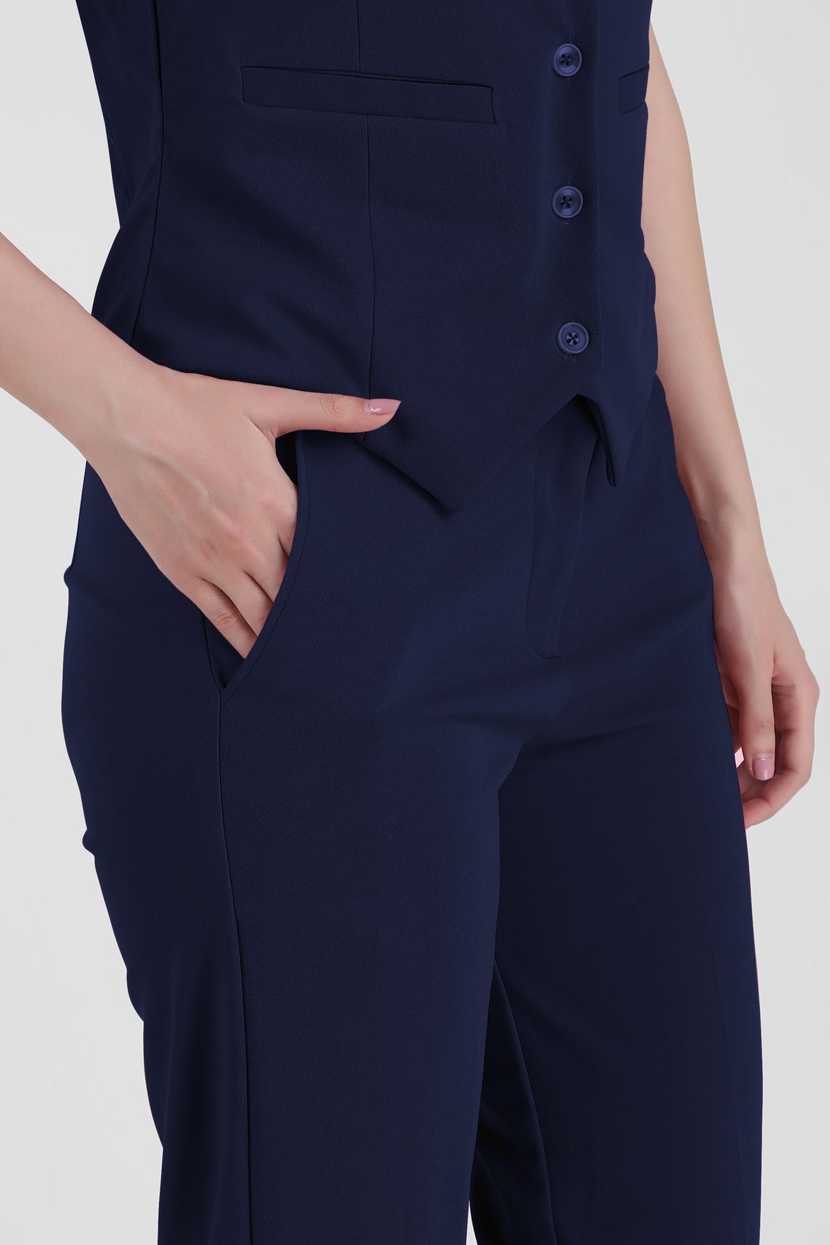 Waistcoat And Trousers Co-ord Set - Midnight Blue