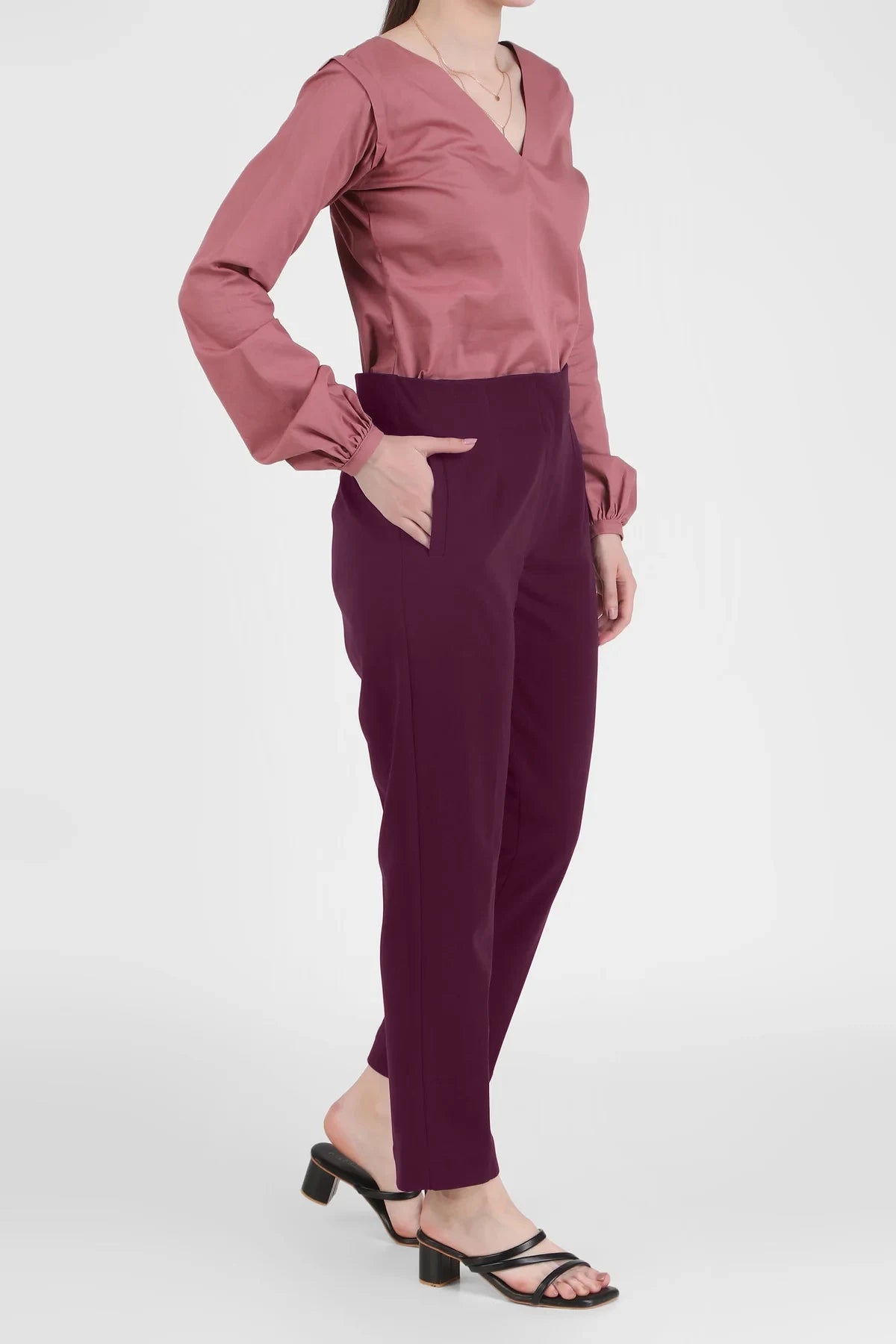 High Waist Trousers, Plum