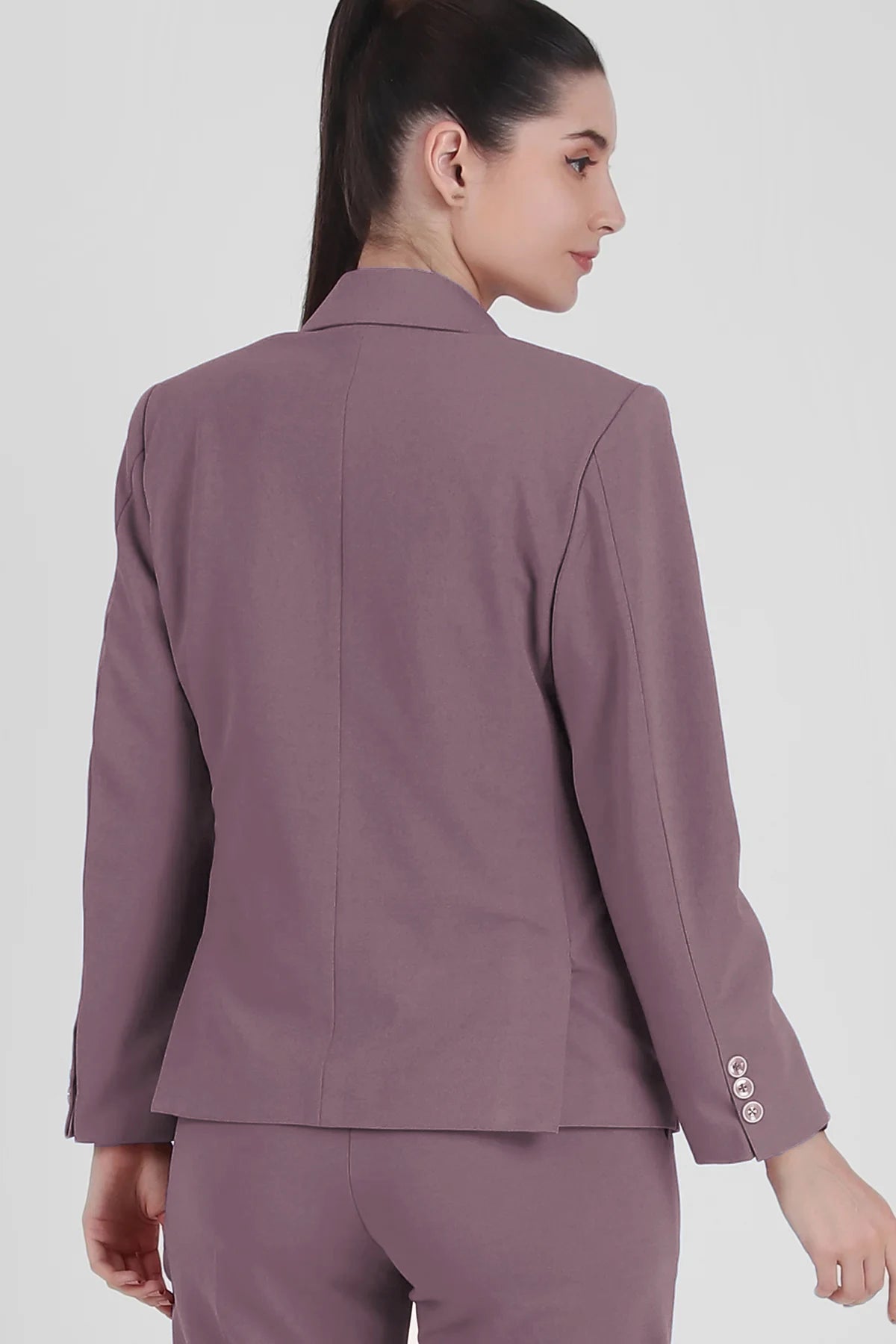 Stretch Crepe Single Breasted Blazer, Dusty Pink