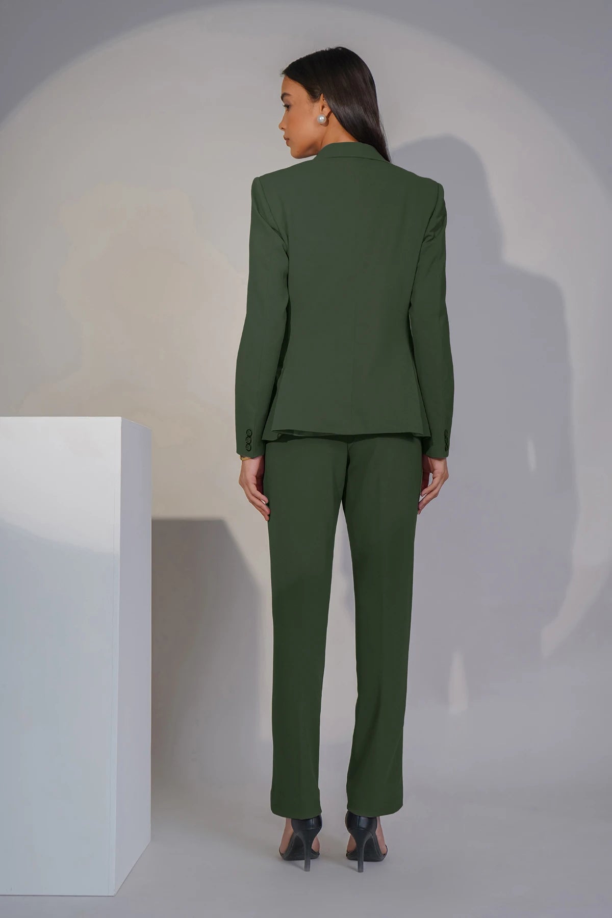 Eternal Office Blazer with Pants Power Suit, Olive Green