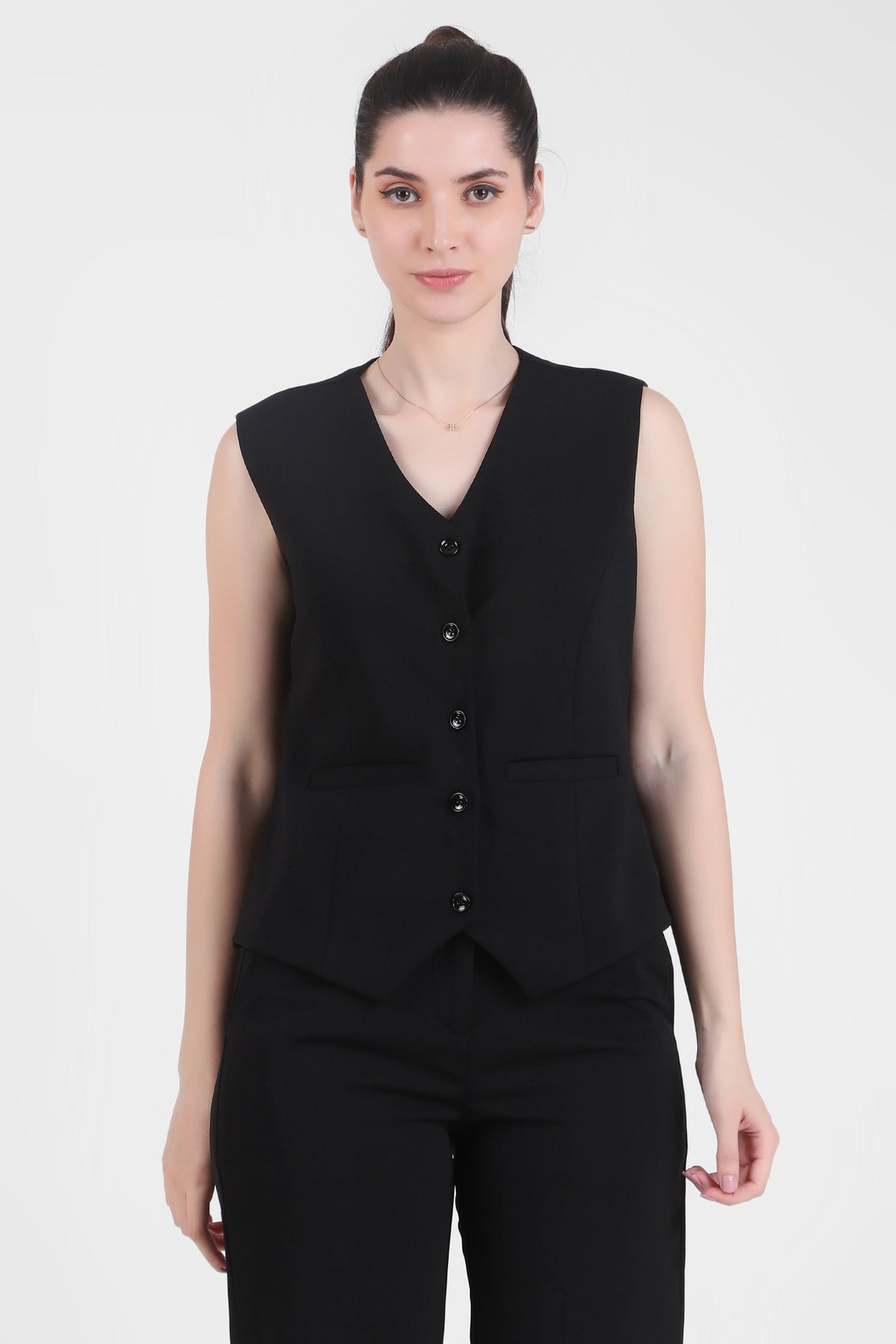 Waistcoat And Trousers Co-ord Set - Black