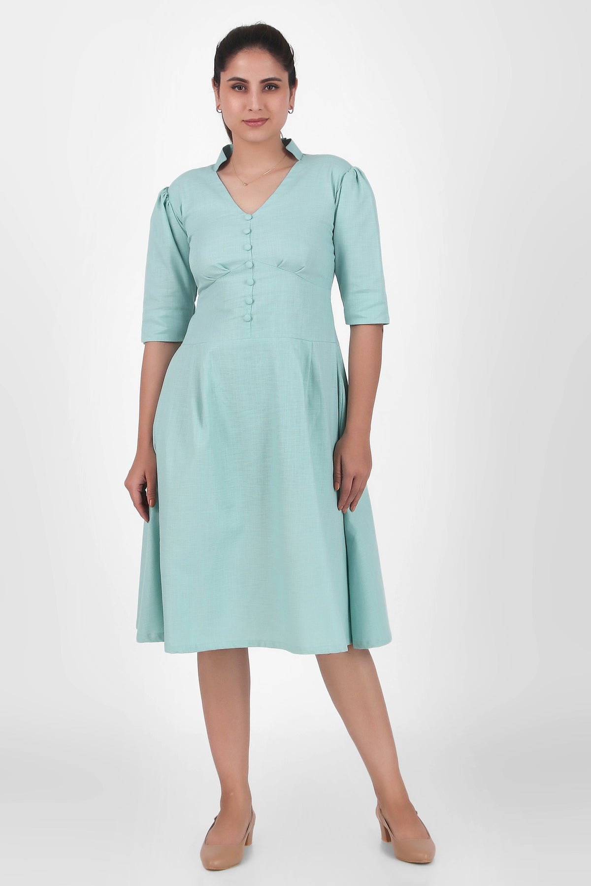 Vintage inspired long sleeves linen dress women 4825 Vintage inspired long sleeves linen dress women 4825