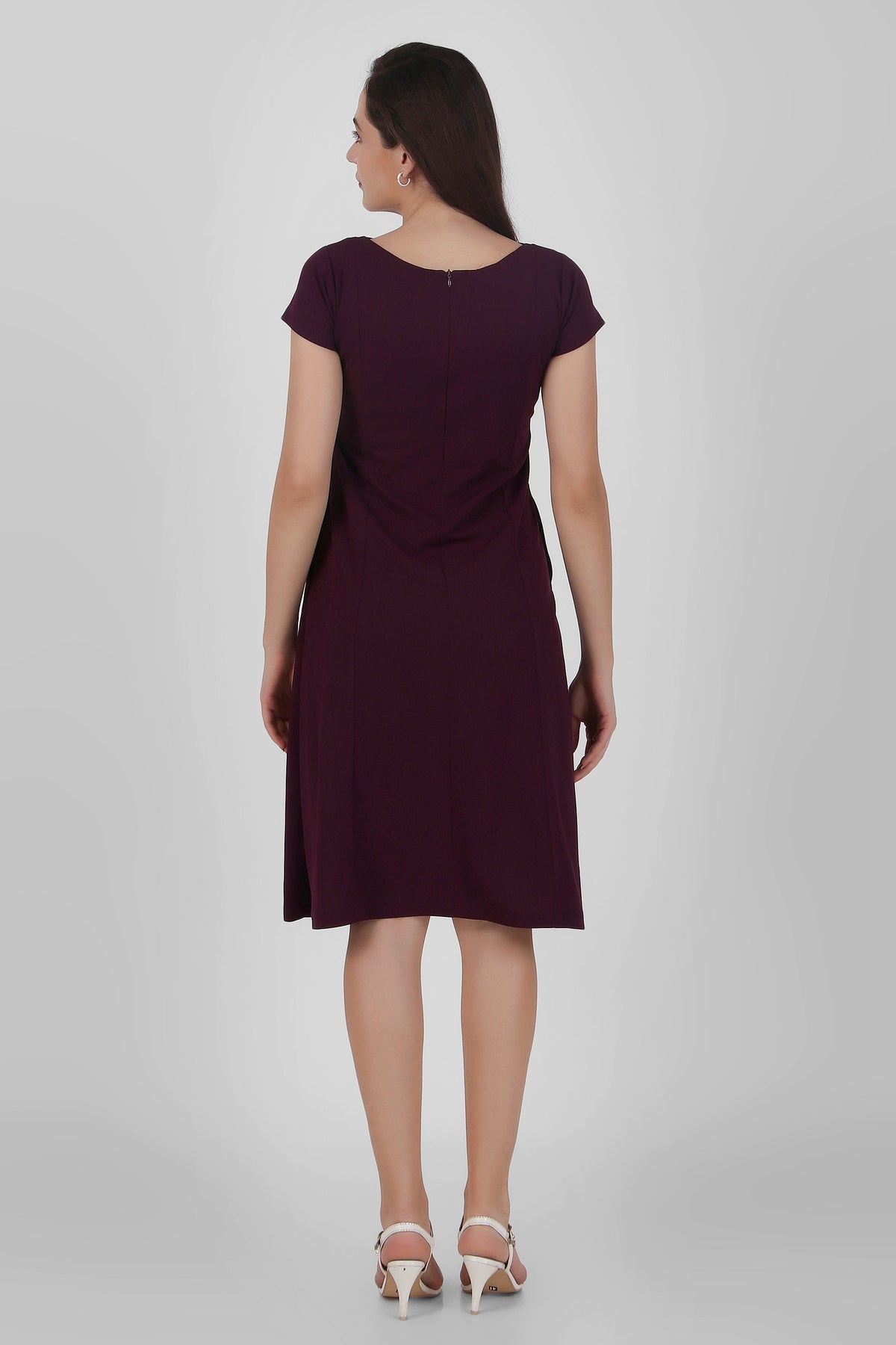 Classic Comfort A-line Dress, Plum