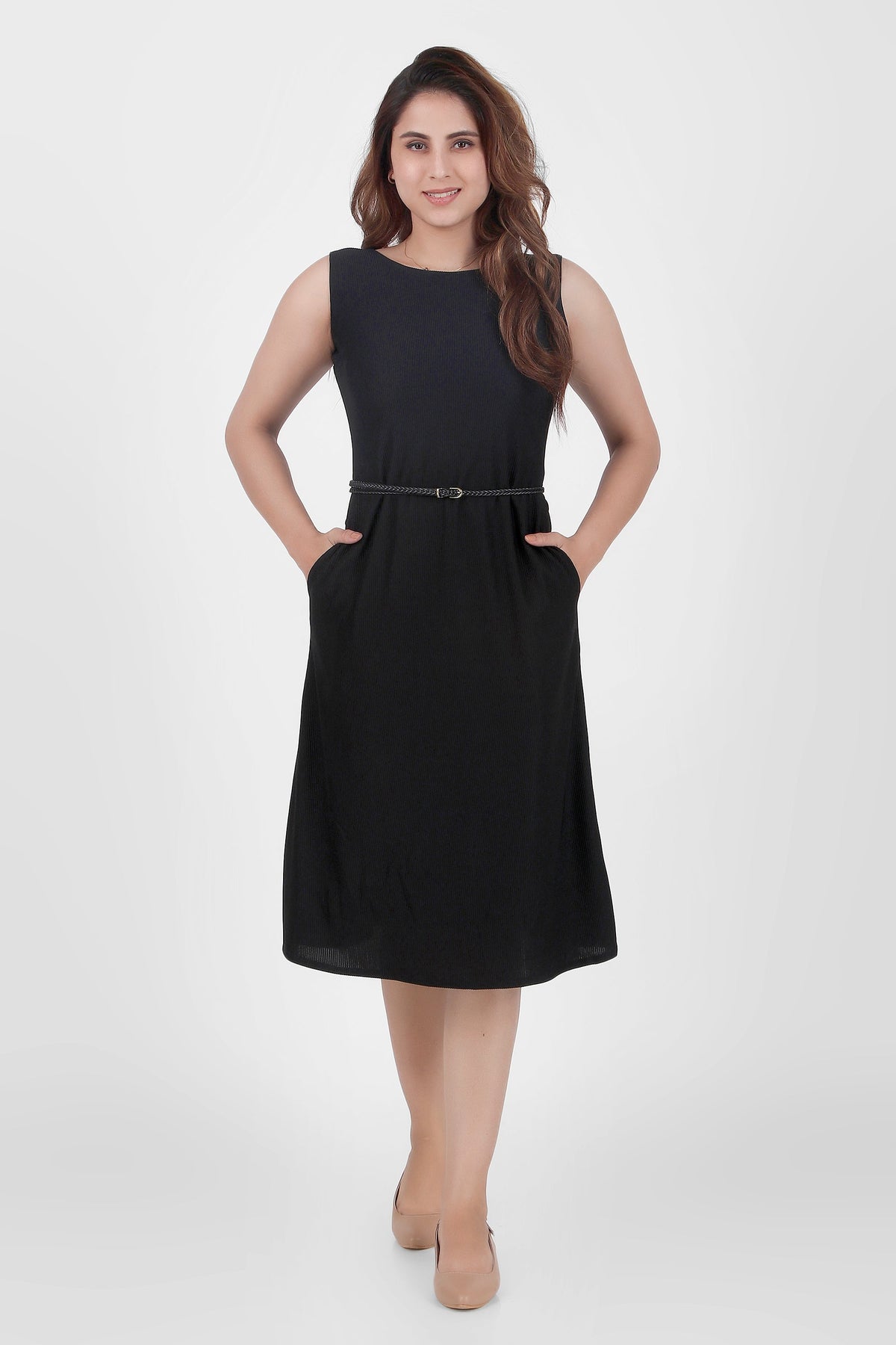 Serenity Formal Midi Dress, Black