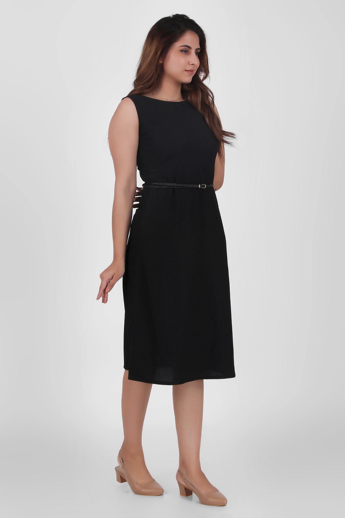 Serenity Formal Midi Dress, Black