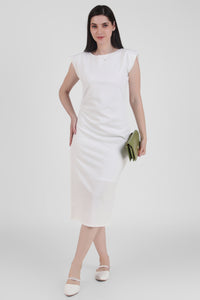 Ivory Sleeveless Midi Dress for Women