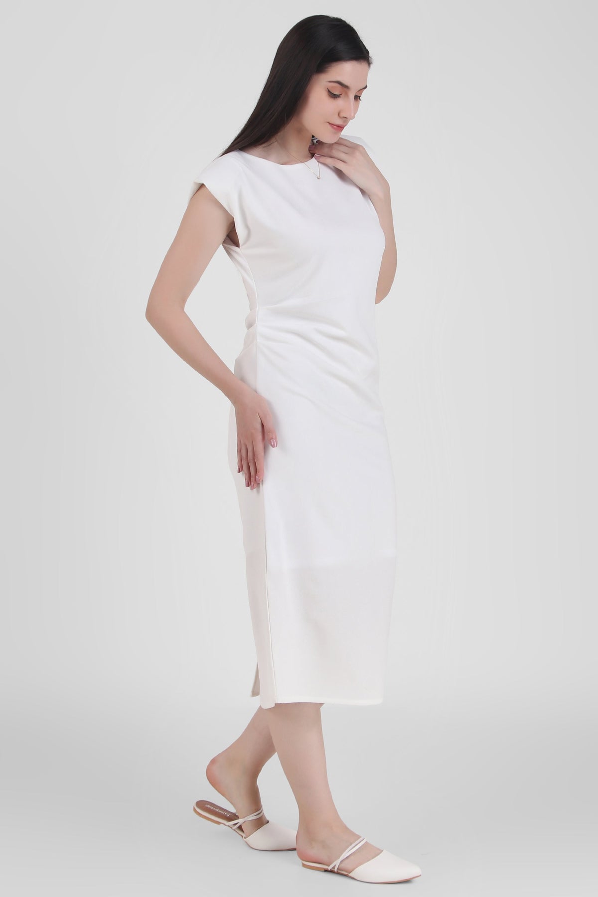 Ivory Sleeveless Midi Dress