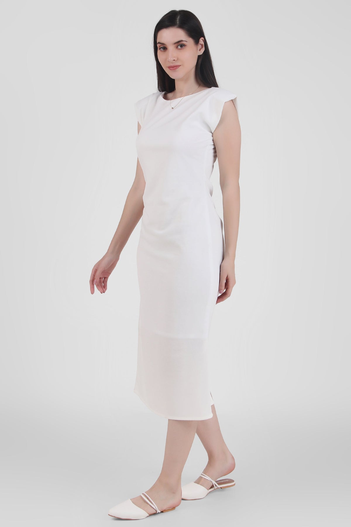 Ivory Sleeveless Midi Dress