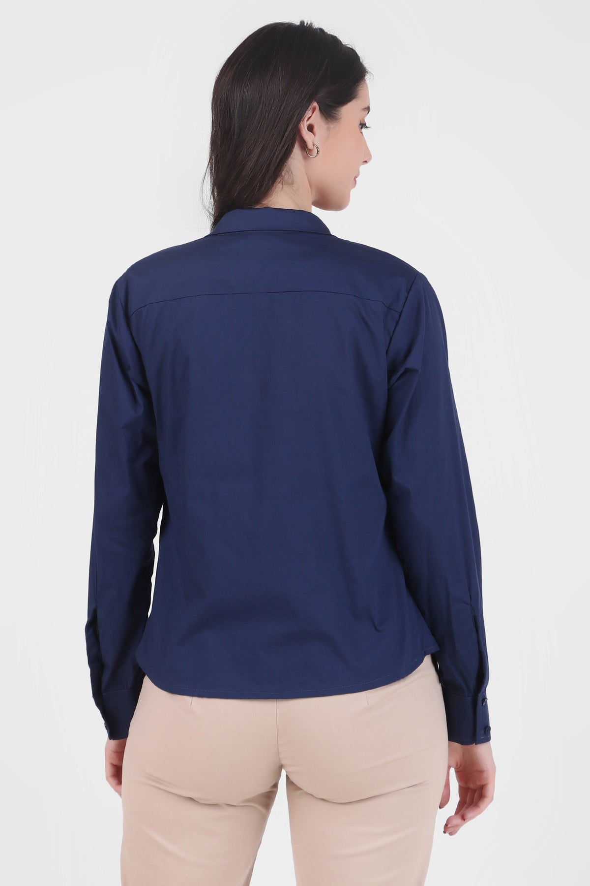 Open Collar Poplin Shirt, Blue