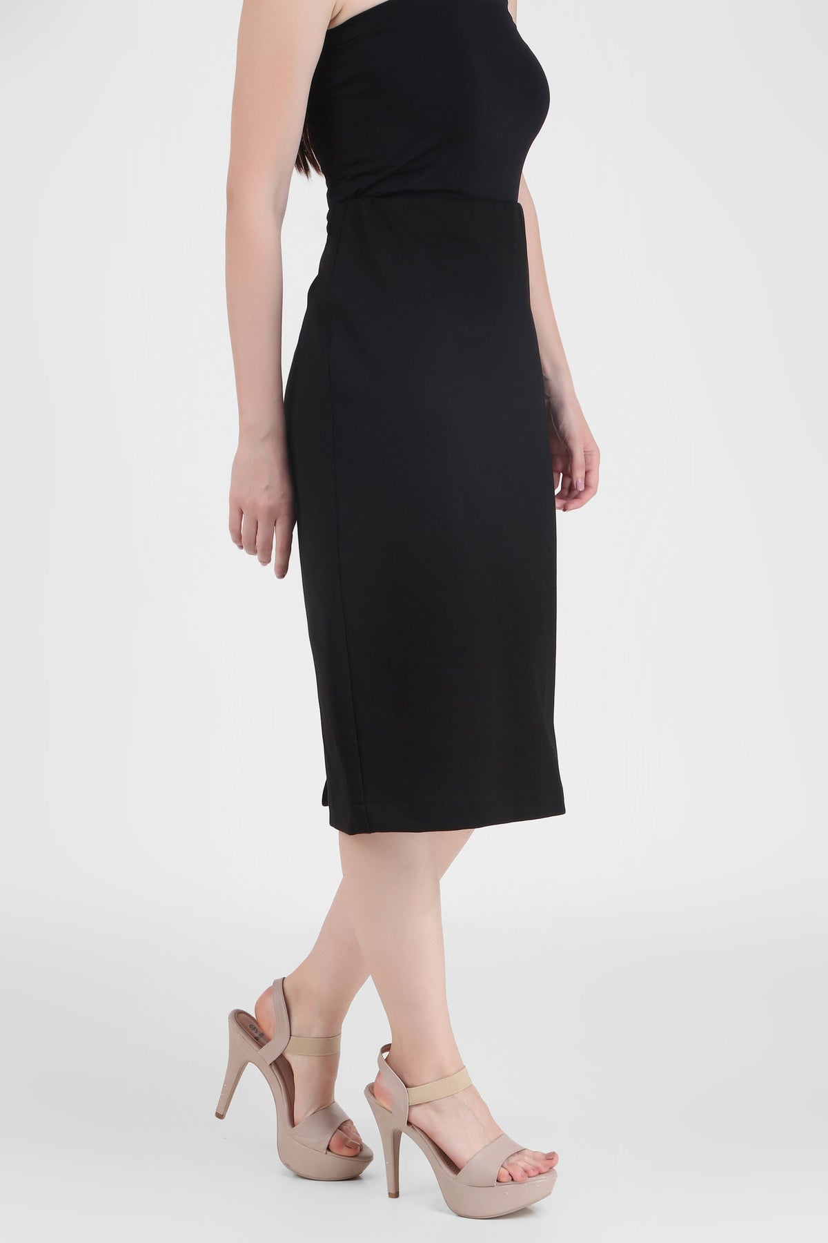 Tailored Stretch-Ponte Midi Skirt