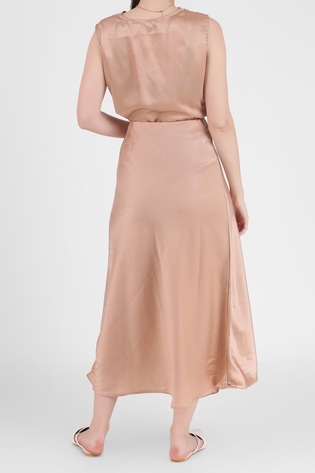 Satin Midi Skirt, Hazelnut