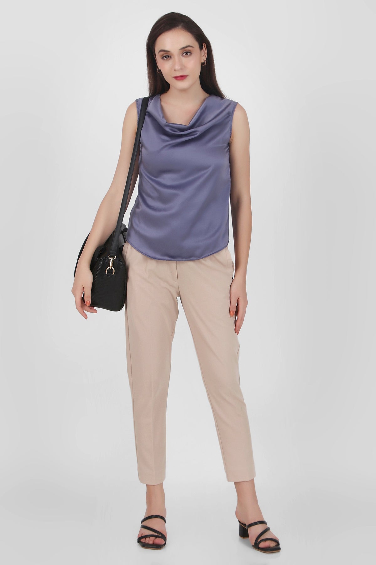 Drapey Cowl Neck Sleevless Top, Lavendar