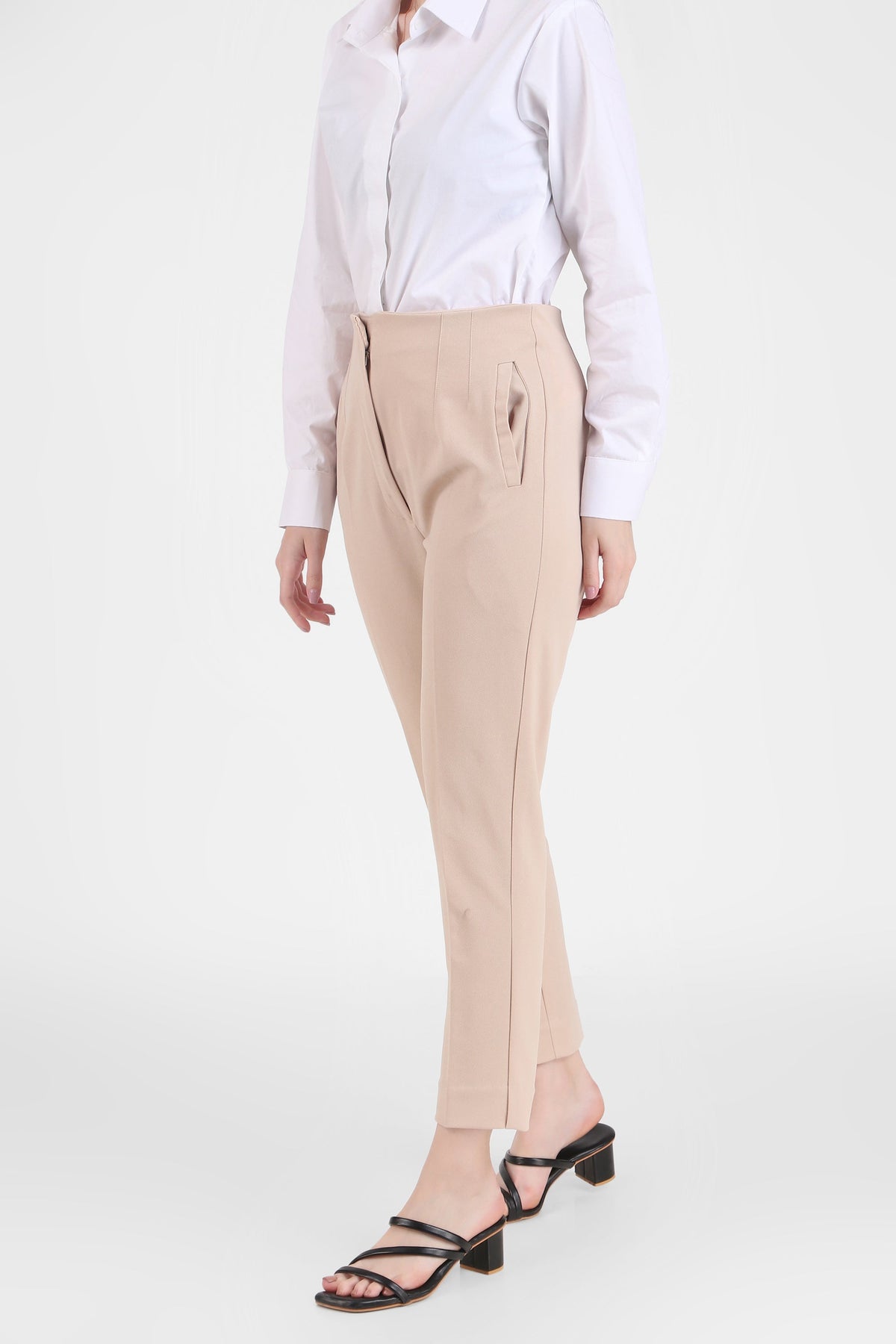 High Waist Trousers, Beige