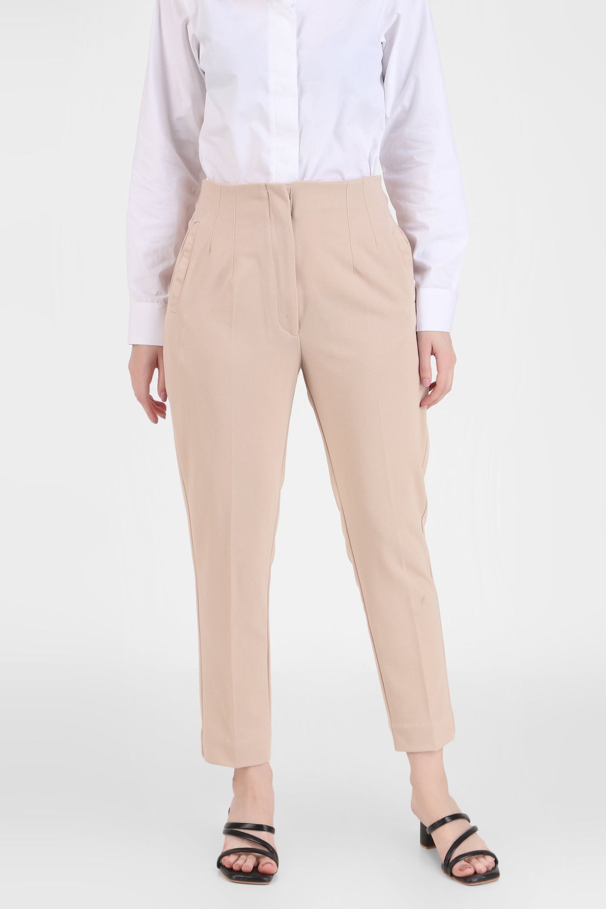 High Waist Trousers, Beige