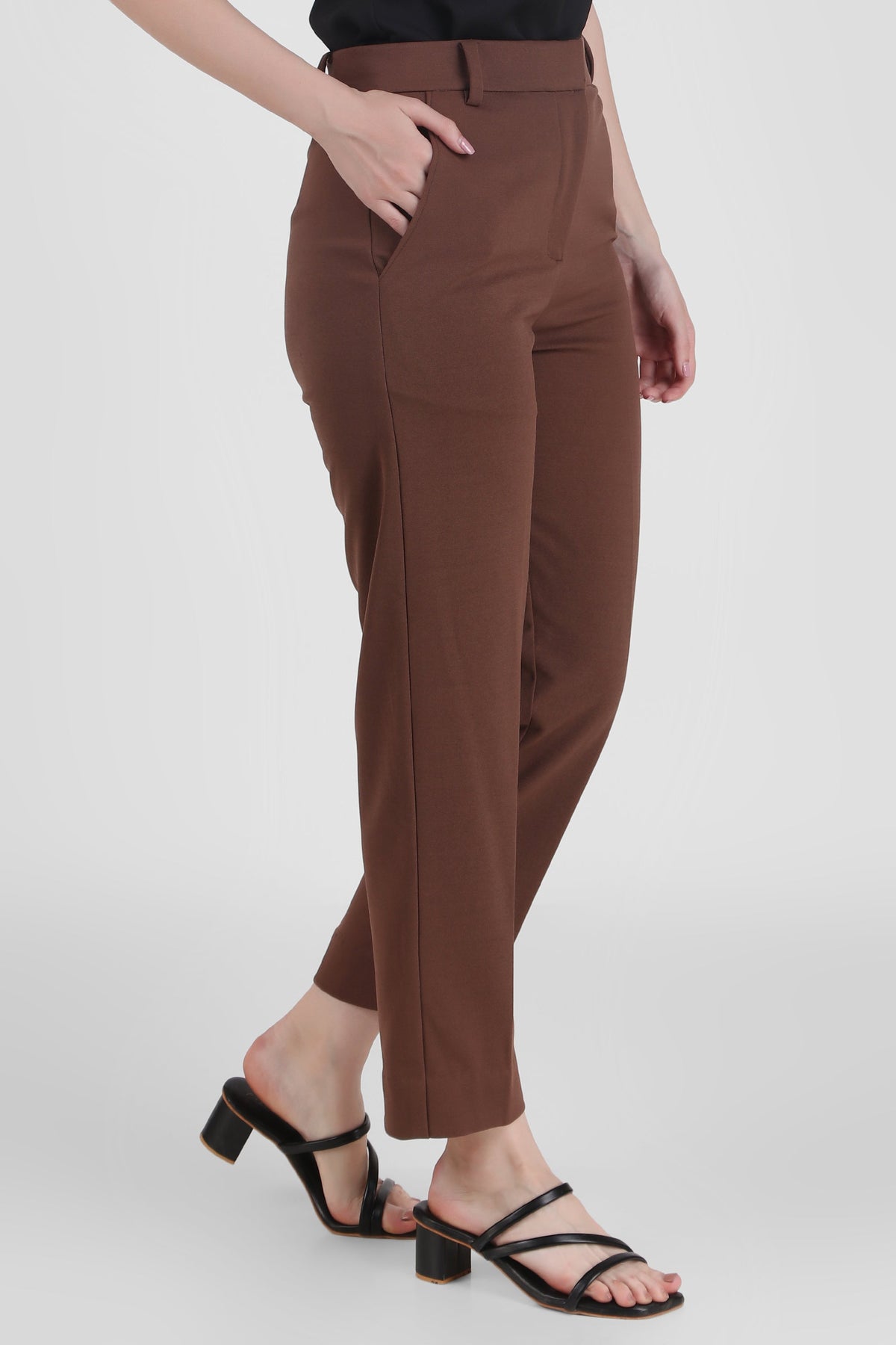 Straight Fit Formal Trousers, Brown