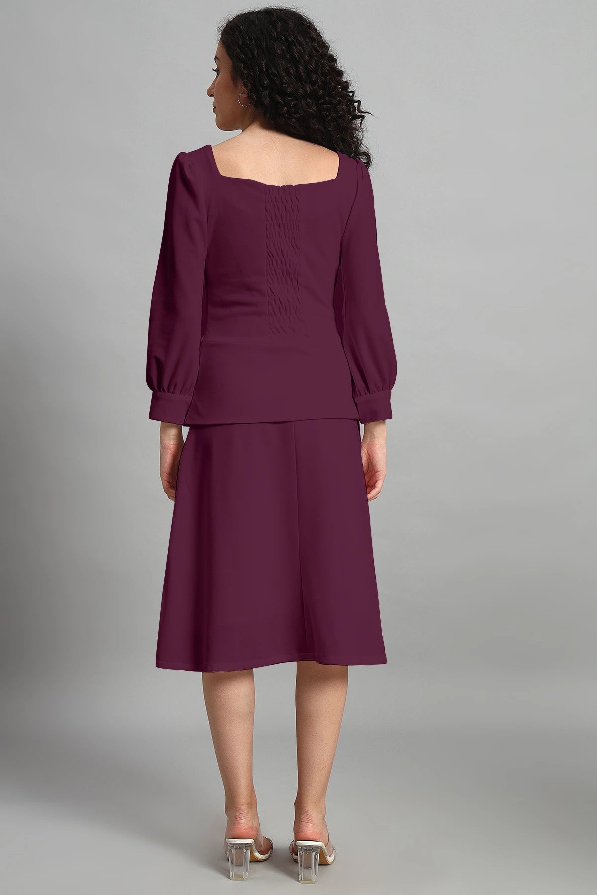 Flare of Grace Skirt Co-ord Set, Plum