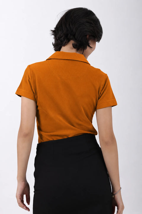 Classic Cotton Polo T-Shirt – Rust