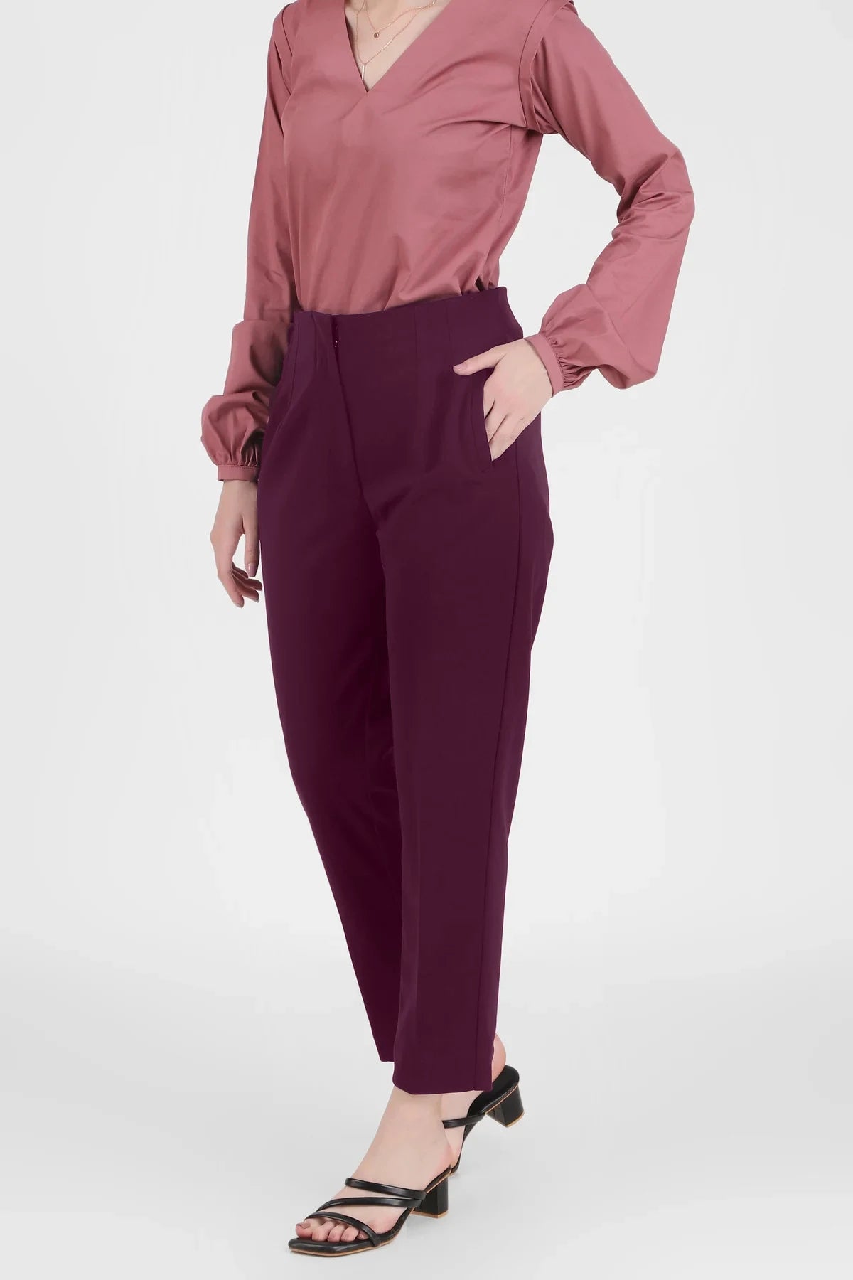 High Waist Trousers, Plum