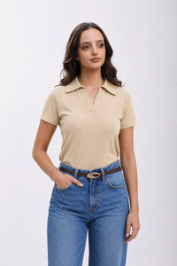 Classic Cotton Polo T-Shirt – Butter Yellow