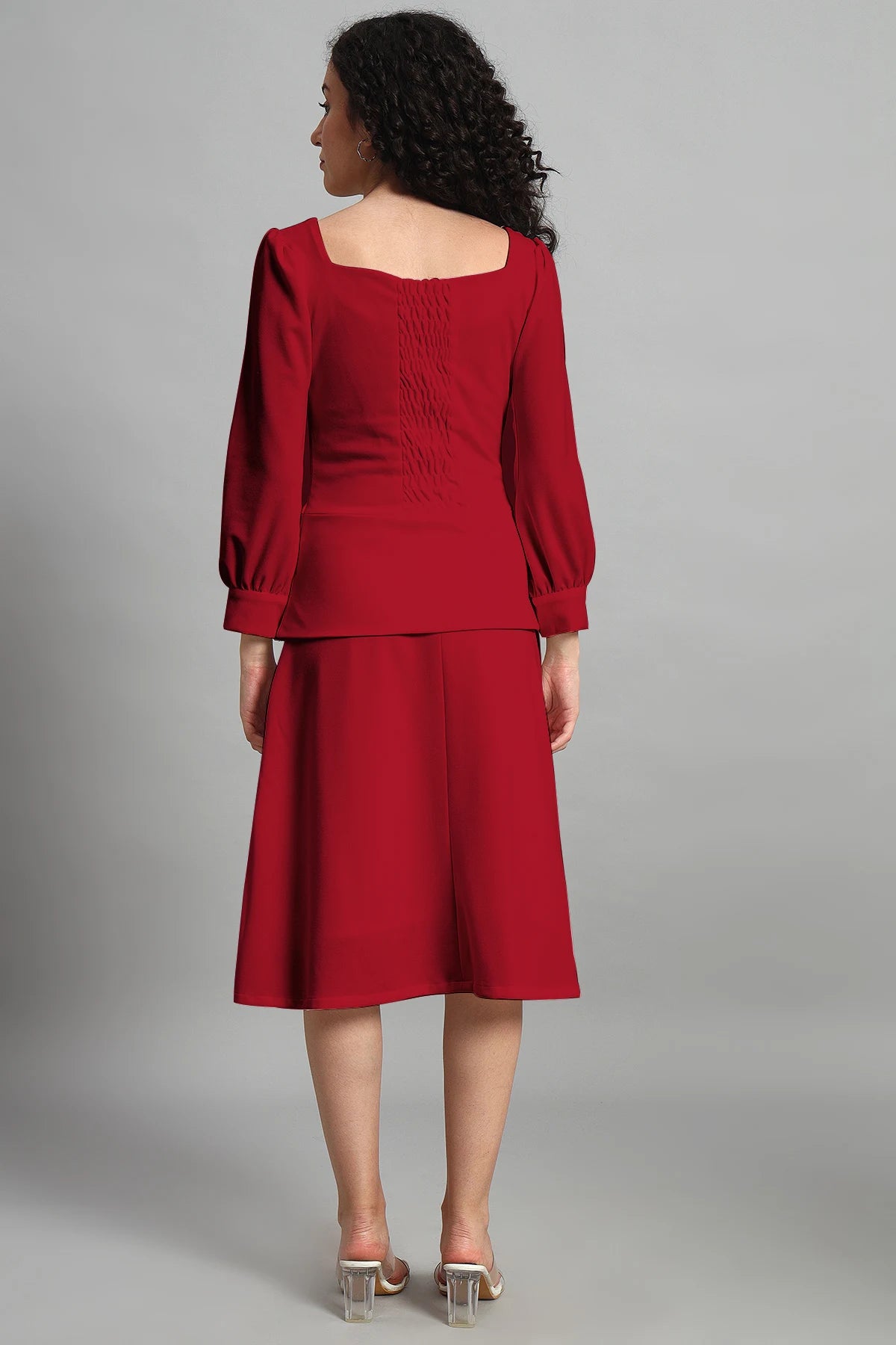 Flare of Grace Skirt Co-ord Set, Red