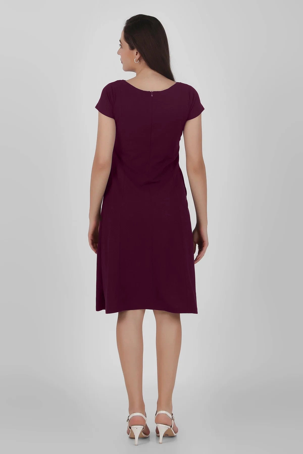 Classic Comfort A-line Dress, Plum