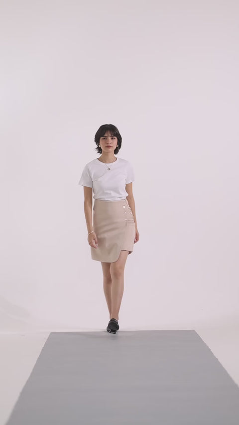 Overlap Style Mini A-Line Skirt – Beige