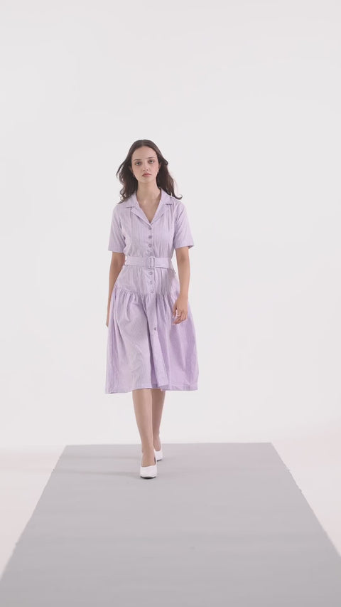 Signature 2-Ply Cotton Gingham Structured Midi Dress – Lilac