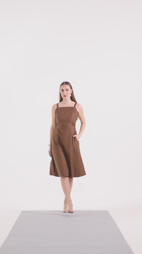 Signature 2-Ply Cotton Mocha Muse Midi Dress – Brown