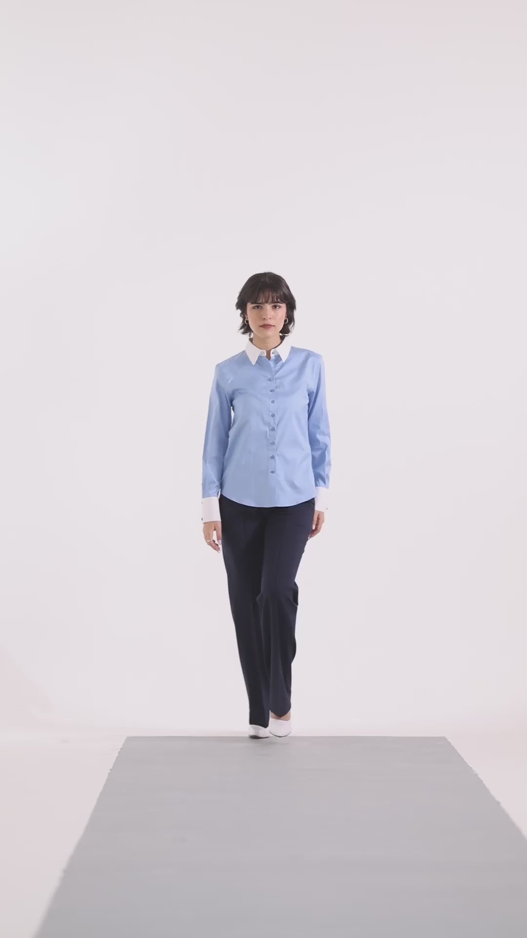 Signature Twill 2-Ply Cotton Contrast Collar Shirt – Sky Blue