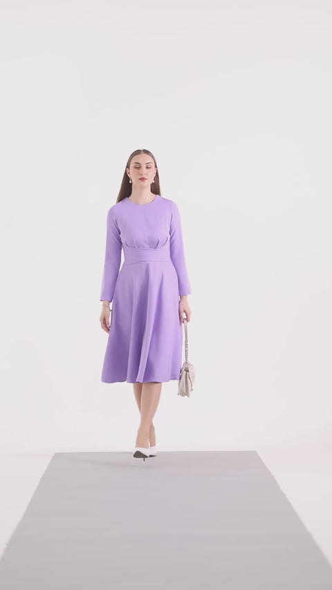 CrossFold Criss-Cross Drape Midi Dress – Lilac
