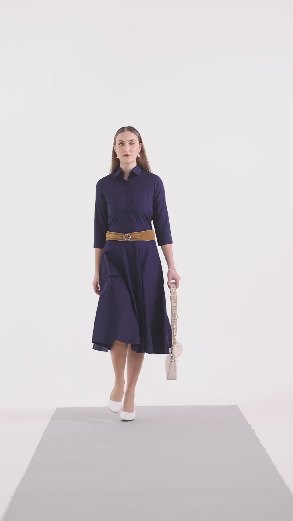 Signature 2-Ply Cotton Shirt Dress – Navy Blue