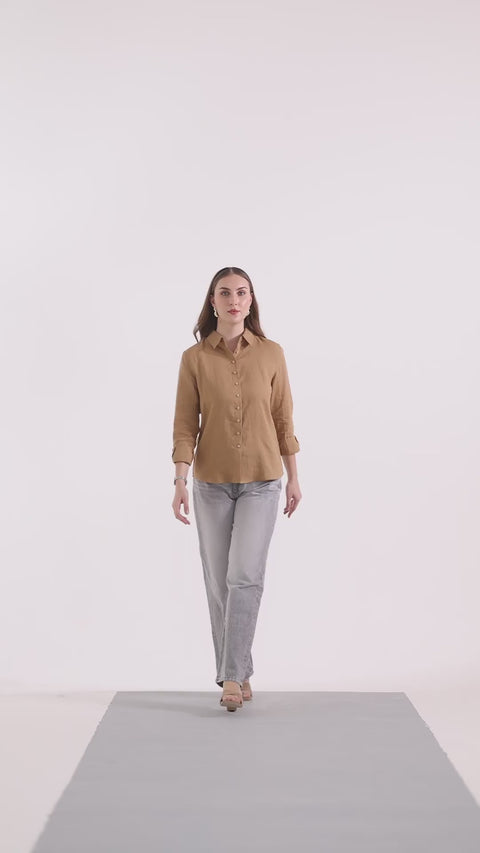 Belgian Linen Regular Fit Shirt – Golden Brown