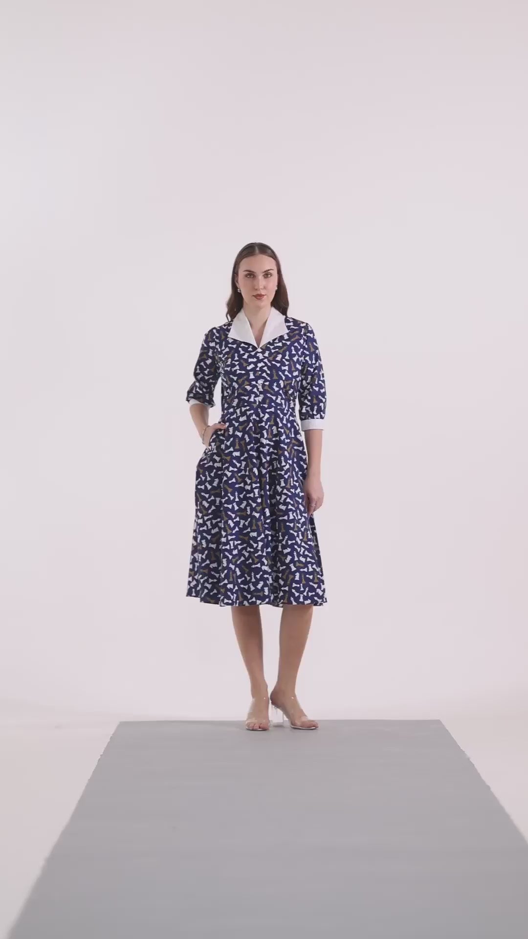 Checkmate Grace Cotton Midi Dress – Navy Blue