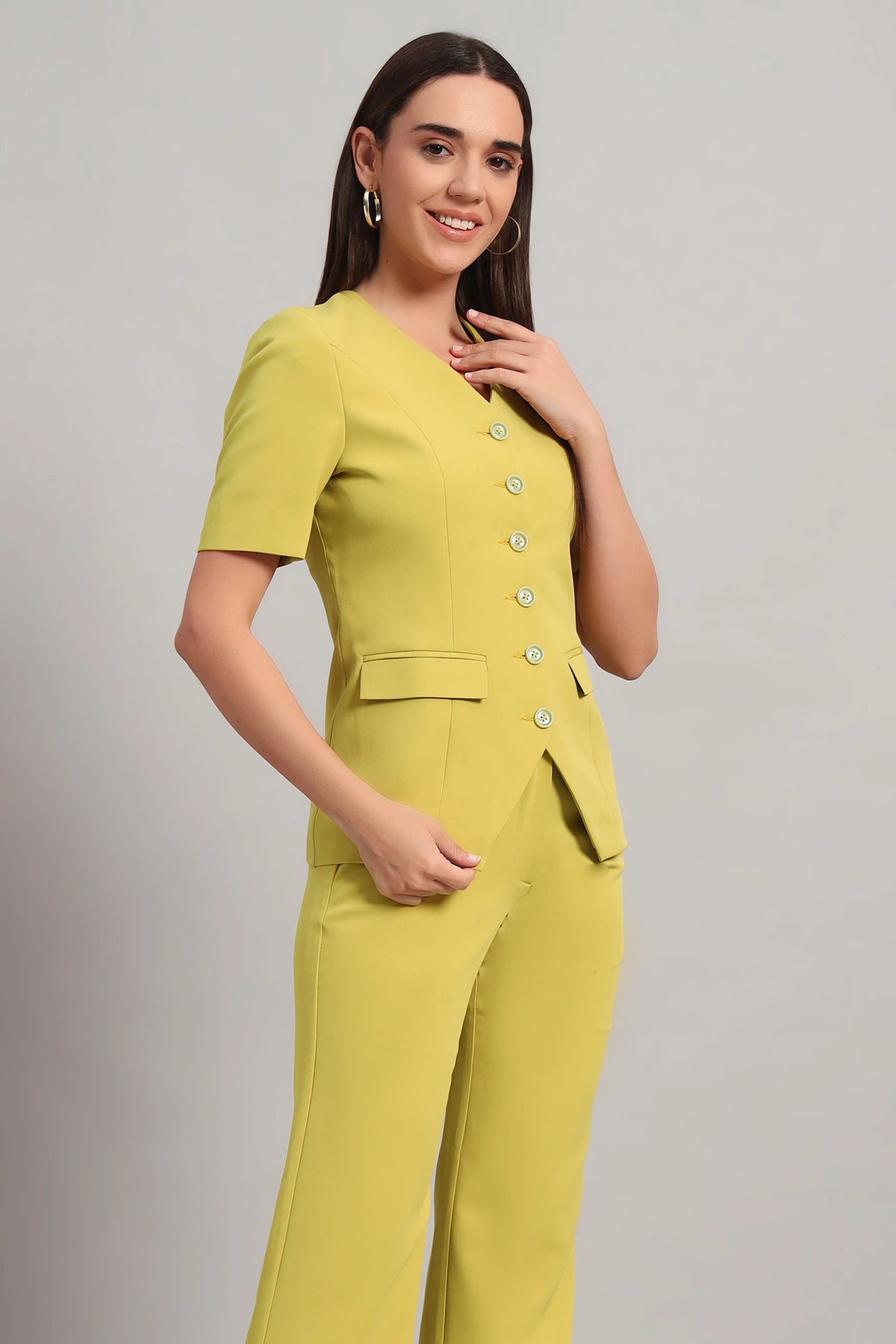 Short Sleeves Blazer, Lime Punch