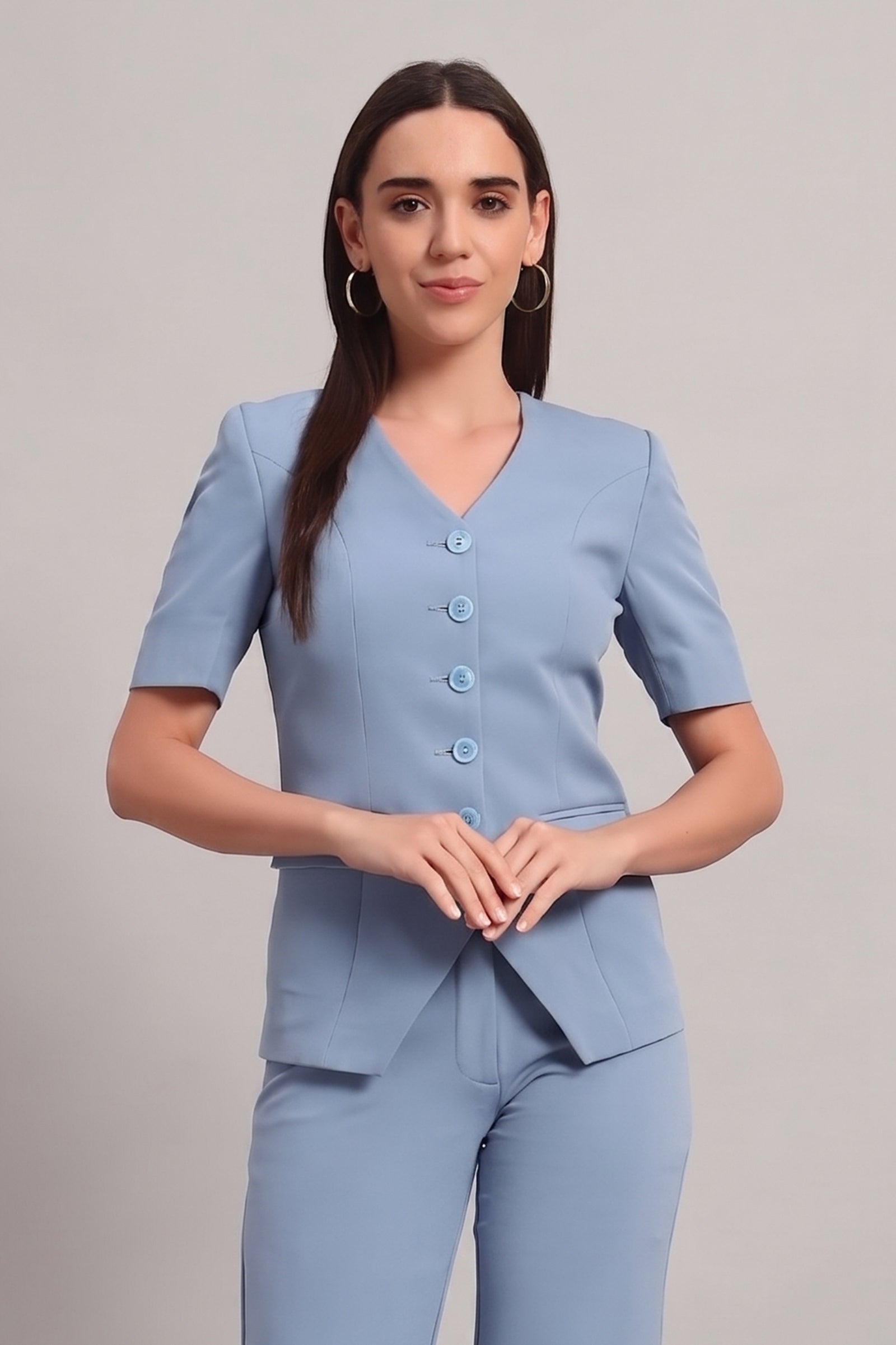 The Breezy Blazer Set – Denim Blue