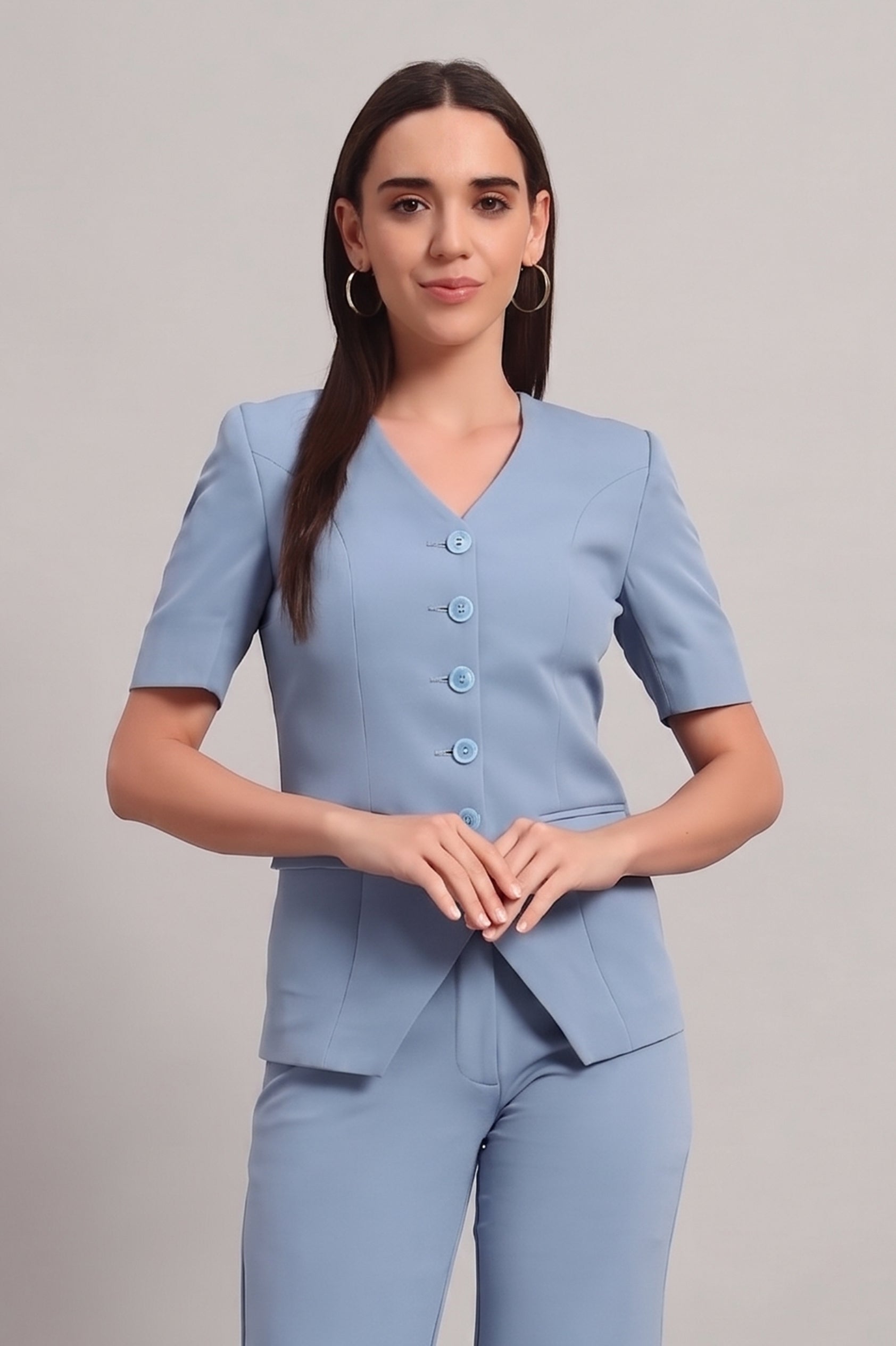 The Breezy Blazer Set – Denim Blue