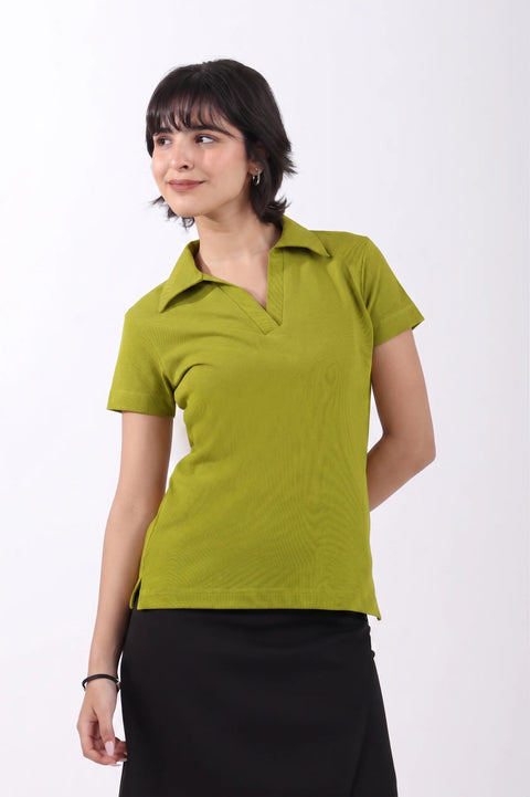 Classic Cotton Polo T-Shirt – Lime Green
