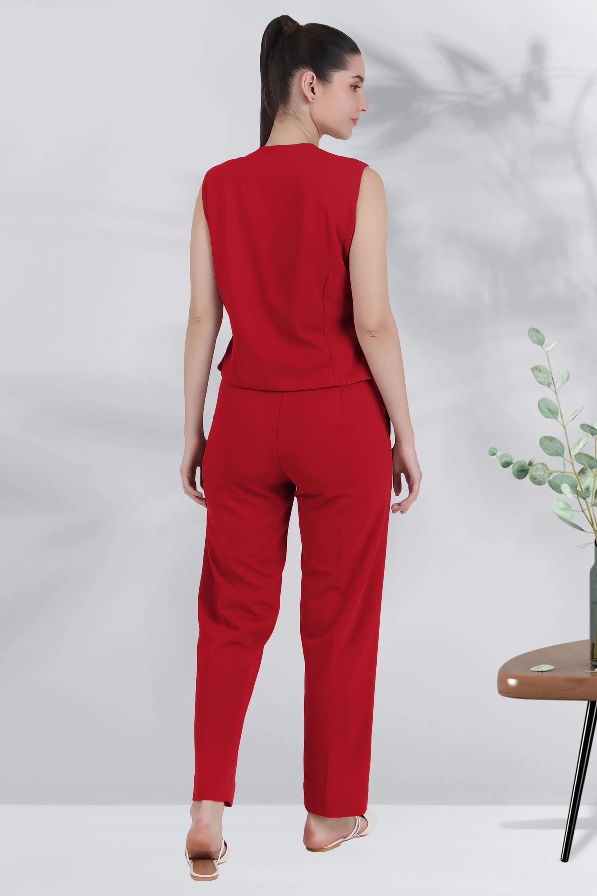 Waistcoat And Trousers Co-ord Set - Red