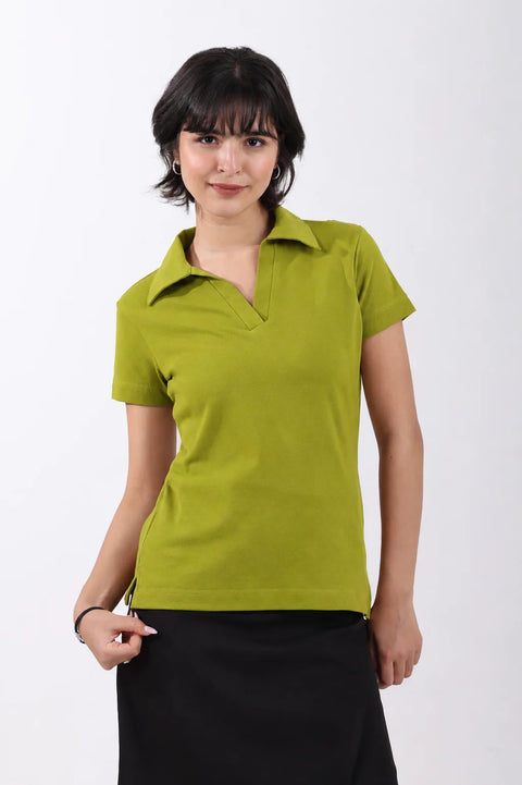 Classic Cotton Polo T-Shirt – Lime Green