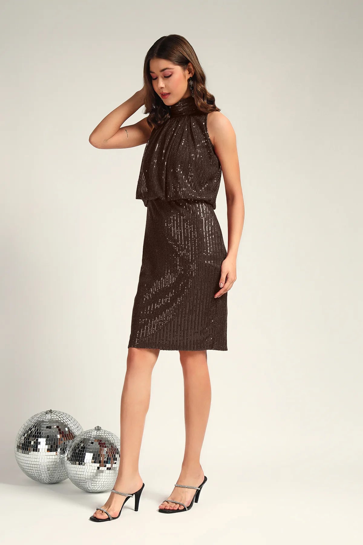 Taareef Sequin Dress, Brown